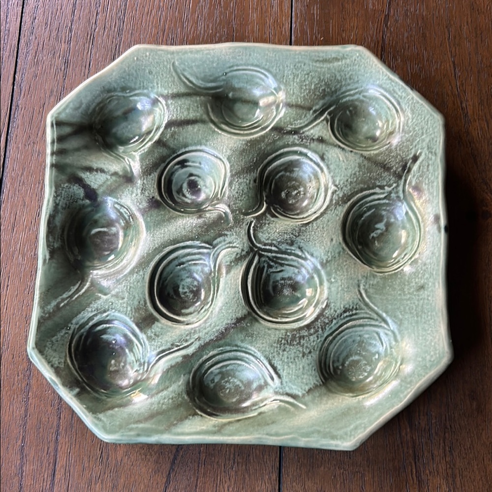 Hand Crafted Marked Ceramic Shellfish/Escargot Serving Dish